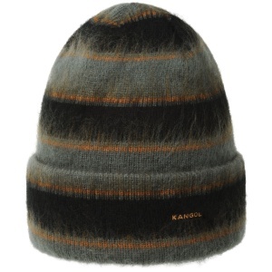 Kangol, Caciula elastica stripe Fuzzy, Negru/Gri