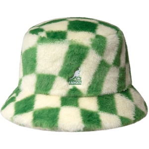 Kangol, palarie bucket faux fur cow, Verde/ Alb