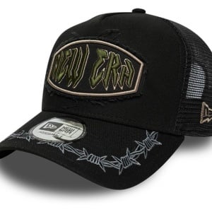 New Era, sapca trucker distressed patch, Negru mat