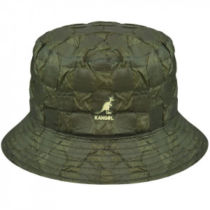 Palarie Kangol Pucker Check Bucket Verde Oliv