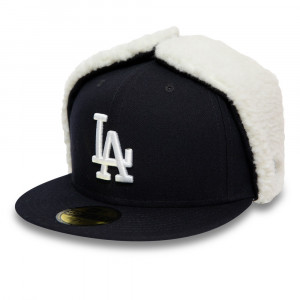 NEW ERA 59fifty kappe los angeles dodgers earlap, Blau