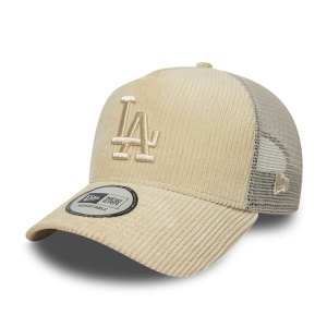 New Era, sapca trucker LA Dodgers tonal cord, Bej safari