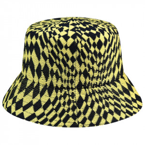 Palarie Kangol Warped Check Bucket Bleumarin-Galben 3
