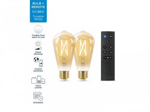 WI-FI BLE 50W ST64 AMB TW 2PK+REMOTE