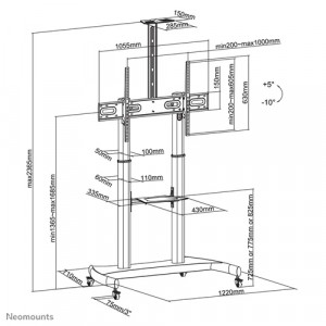 Stand podea mobil NM 60"-100" 100kg ng - Img 3