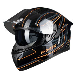 PILOT - FLIPPER Fighter [sun visor] - negru lucios / portocaliu