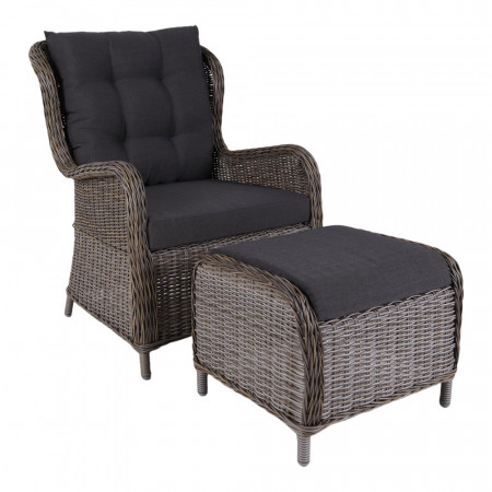 House Nordic, Leon Lounge Scaun cu Taburete, 16.4x82x71cm, Gri
