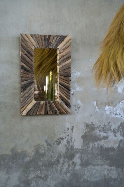 Oglinda cu rama din Driftwood - Natural - M, Bazar Bizar