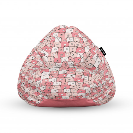 Fotoliu Units Puf (Bean Bags) tip para, impermeabil, cu maner, 100x80x70 cm, ursuleti roz