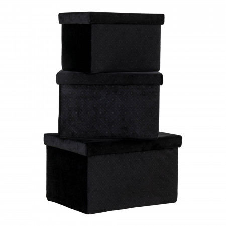 House Nordic, Monza Storage Boxes, 0.3-0.4-0.5x29-33-37x19-23-27cm, Negru