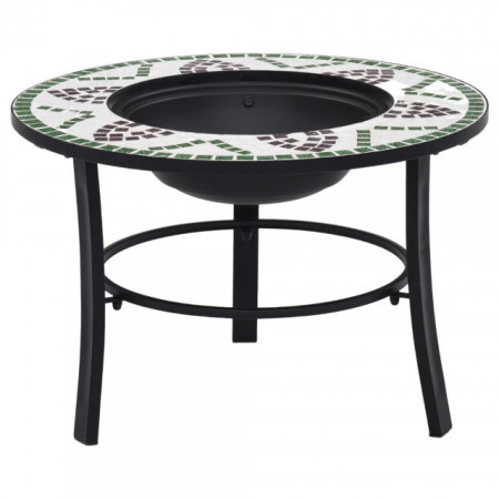 Vatra de foc cu mozaic, verde, 68 cm, ceramica