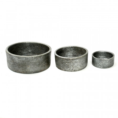 The Burned Cylinder Dish - Grey - Set de 3 bucati, , SET3