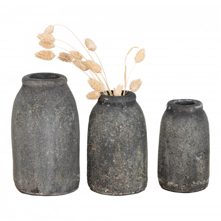 House Nordic, Velas Terracotta Decoration Vazas, 3.4x15-13-12x40494cm, Antique Gri deschis
