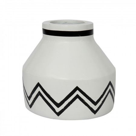 The Santorini Conic Vase - White Black, ,