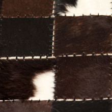Covor piele naturala, mozaic, 160x230 cm Patrate Negru/alb - Img 2