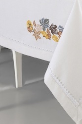 DP036 Crem Fata de masa din bumbac cu broderie - diferite dimensiuni