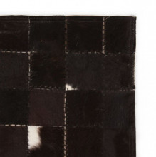 Covor piele naturala, mozaic, 160x230 cm Patrate Negru/alb - Img 3