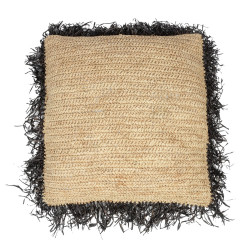Husa de Perna Rafia Patrata - Negru Natural - 60x60, Bazar Bizar