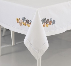 DP036 Crem Fata de masa din bumbac cu broderie - diferite dimensiuni - Img 2