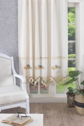 PR046 Crem Perdea de bucatarie din bumbac cu dantela - diferite dimensiuni