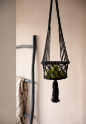 Suportul pentru plante Macrame - Negru - S, Bazar Bizar