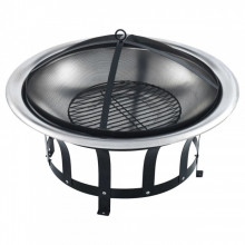 Vatra de foc de exterior cu gratar, 76 cm, otel inoxidabil - Img 3