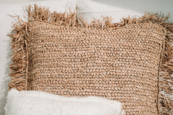 Husa de Perna Rafia Patrata - Natural - 60x60, Bazar Bizar