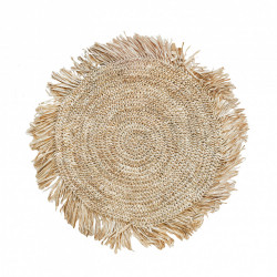 Mat Rotund din Rafie Fringe - Natural, Bazar Bizar