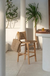 Scaun bar Meno, lemn de tec, 45x55x110 cm, Bazar Bizar - Img 2