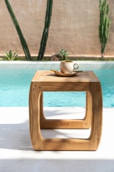 Scaun Symi, lemn de tec, 38x38x40cm, Bazar Bizar - Img 4