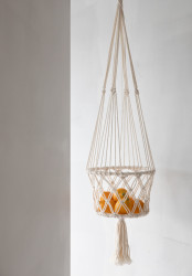 Suportul pentru plante Macrame - Alb - L, Bazar Bizar