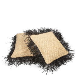 Husa de Perna Rafia Patrata - Negru Natural - 60x60, Bazar Bizar - Img 3