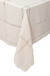 PR102 Fata de masa ecru din bumbac cu broderie - diferite dimensiuni - Img 2