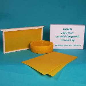Fogli di cera fusi da 3/4 Langstroth (non Dadant) - scatola da 5 kg