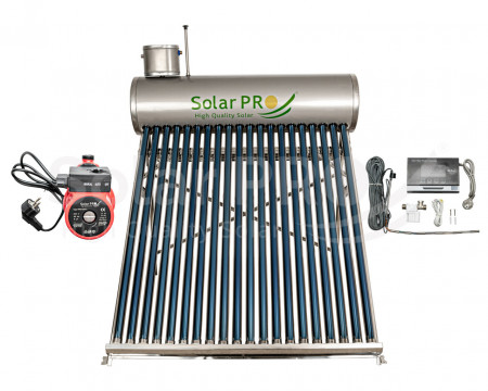 PACHET Panou Solar Nepresurizat INOX 260 litri + Pompă presiune + Controler solar M8