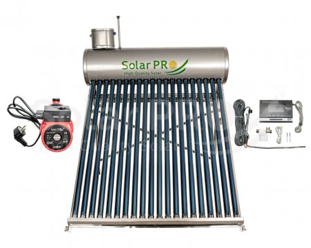 PACHET Panou Solar Nepresurizat INOX 325 litri + Pompă presiune + Controler solar M8