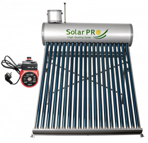 PACHET Panou Solar 195L Apă Caldă, 3-4 Persoane + Pompă ridicare presiune panou solar