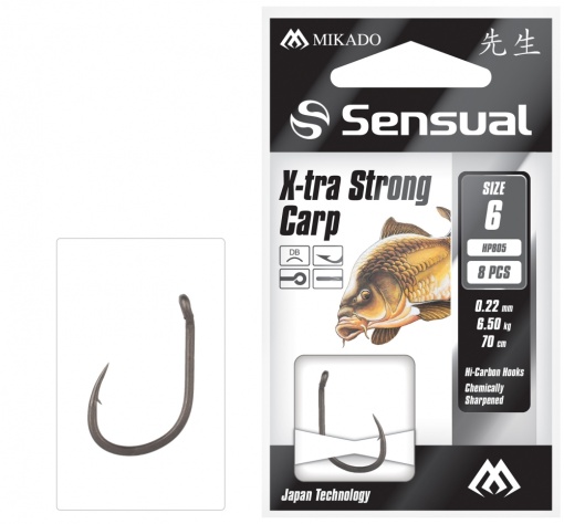 Carlige Legate Sensual - X-Tra Strong Carp No 14 Db / Fir: 0.16Mm/70Cm - 8Buc