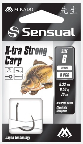 Carlige Legate Sensual - X-Tra Strong Carp No 12 Db / Fir: 0.18Mm/70Cm - 8Buc - Img 2