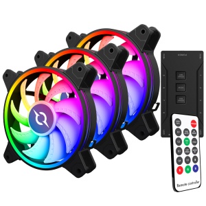Kit 3 ventilatoare 120 mm RGB cu telecomanda si controller AQIRYS Libra - Img 1