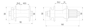 Butuc Fata MICHE 550 XM-H Boost Thrue Axle 32 H TX-15 110mm - Img 2