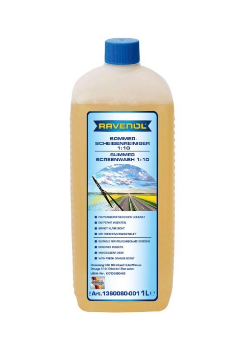 Lichid parbriz concentrat pentru vara RAVENOL Sommerscheibenreiniger 1:10, portocala,1 L