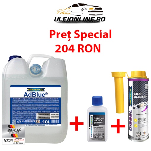 Pachet RAVENOL AdBlue® 10 L + RAVENOL curatare AdBlue® + DPF Cleaner