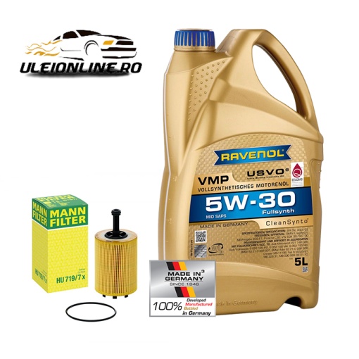 Pachet schimb ulei Ravenol VMP 5W-30 5L+ filtru ulei MANN pentru grupul VAG - VW AUDI SKODA SEAT 1.9TDI, 2.0TDI