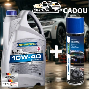 RAVENOL LLO SAE 10W-40 Cleansynto 5 L - CADOU Spray cu spumă de curățare - ulei motor - VW 500 00/VW 501 01/505 00, BMW Special Oil, MB 229.1, Renault RN0700