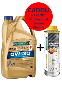 RAVENOL SSO SAE 0W-30 USVO Ulei motor - VW502.00,505.00, BMW Longlife-98, MB-Freigabe 229.5, 5 L + CADOU Engine Cleaner