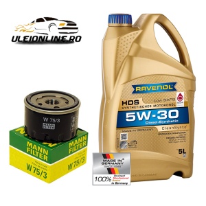 Pachet Revizie Ulei RAVENOL HDS 5W-30 5L + Filtru Ulei Mann Nissan Cube Z12 2009