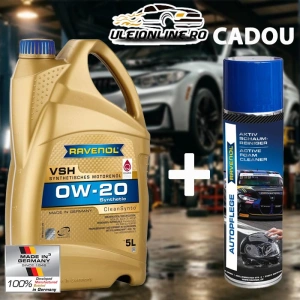 RAVENOL VSH SAE 0W-20 Cleansynto 5 L, CADOU Spray cu spumă de curățare - Ulei de motor,Porsche C20, VW 508 00/ 509 00