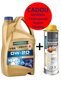RAVENOL VSE SAE 0W-20 USVO 5 L,Ulei motor,VW 508 00/509 00, Porsche C20 + CADOU Engine Cleaner