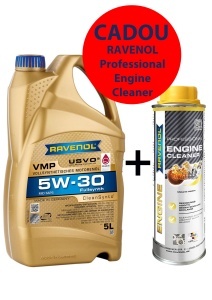 RAVENOL VMP SAE 5W-30 USVO 5 L,Ulei motor,VW 504 00/507.00, BMW Longlife-04,MB-Freigabe 229.51,Porsche C30 + CADOU Engine Cleaner